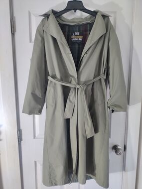 London Fog Light Sage Belted Trench Coat